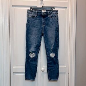 ✨ PAIGE ✨ EUC Verdugo Crop Jeans “Spence Destructed” Stretch Size 30